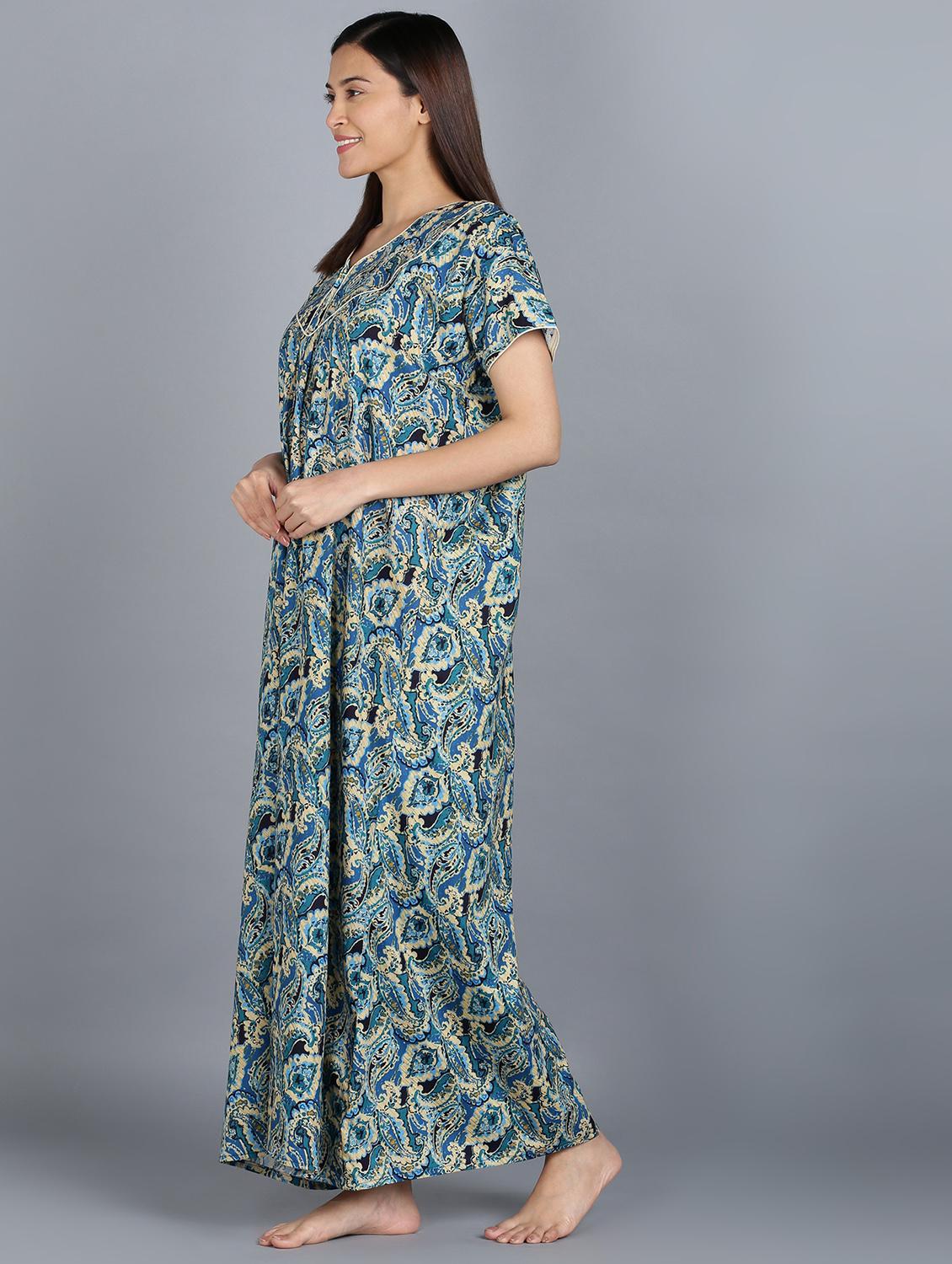 women printed round neck nighty - 20838125 - Standard Image - 2