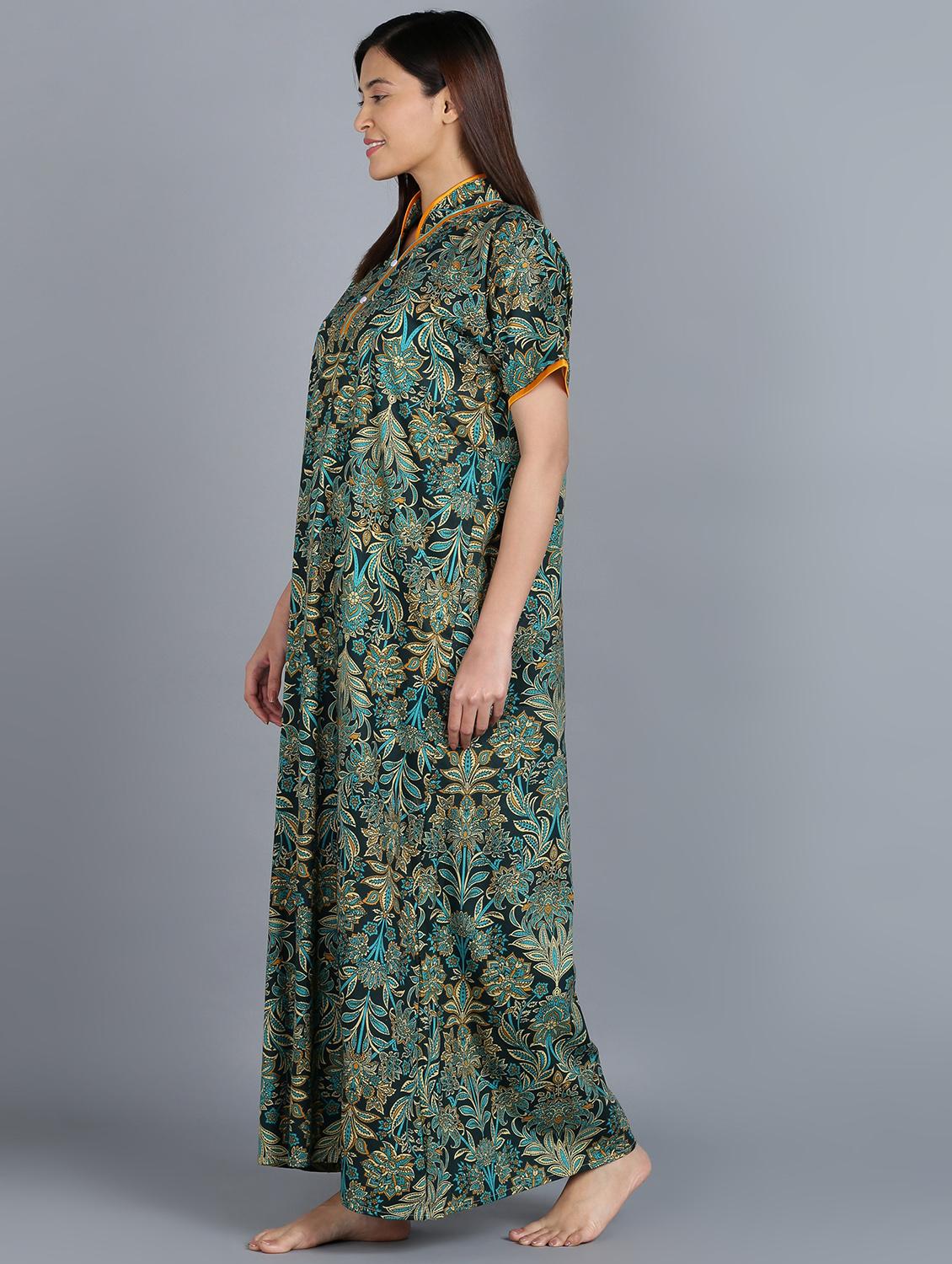 green cotton printed nighty - 20838135 - Standard Image - 2