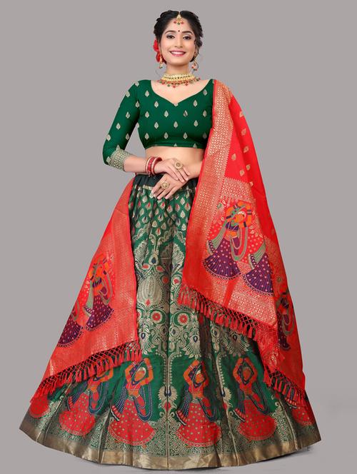 women banarasi silk lehenga choli with dupatta set - 20838151 - Standard Image - 0