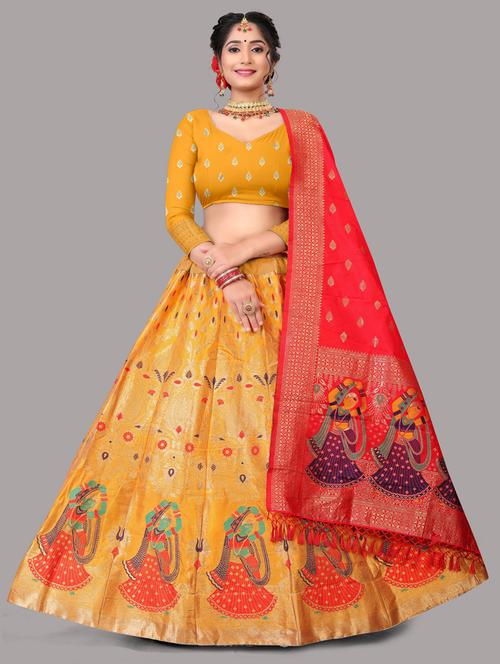 women banarasi silk lehenga choli with dupatta set - 20838153 -  Standard Image - 0