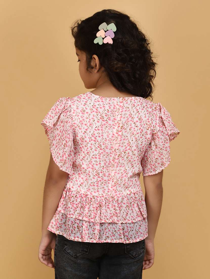 girls v neck floral printed top - 20839381 -  Standard Image - 2