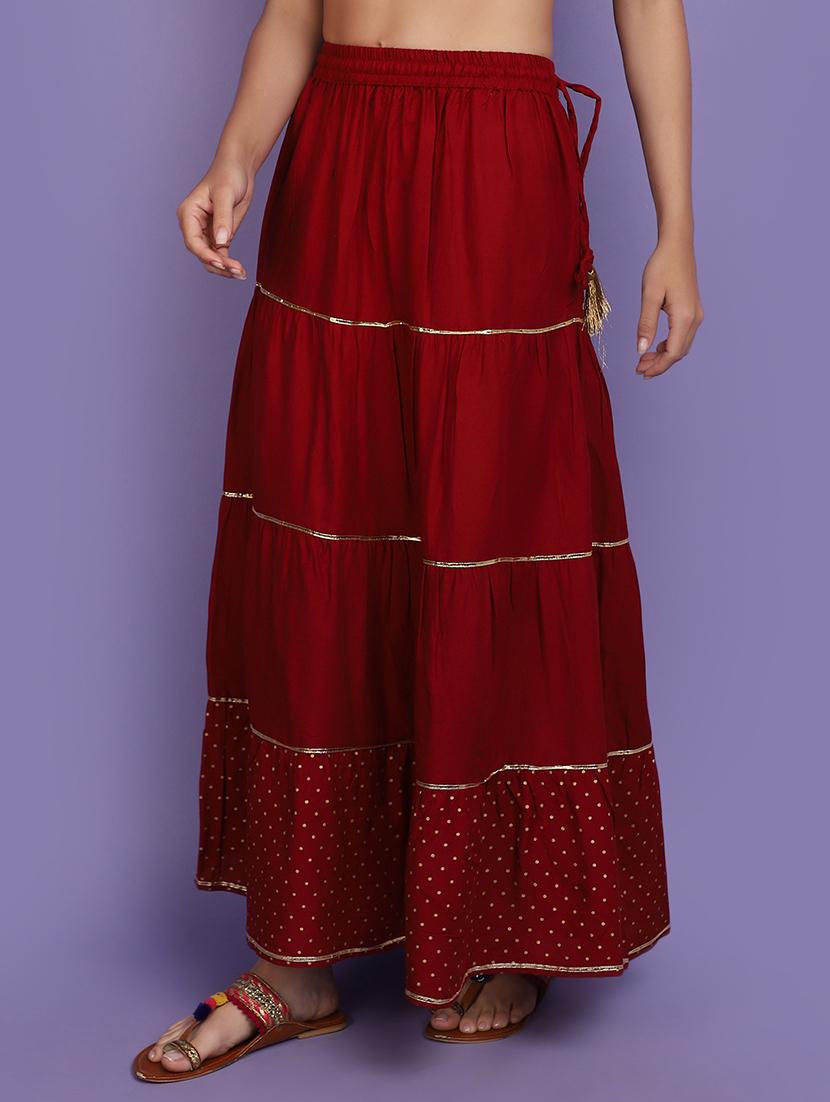 women maroon printed detailed skirt - 20839417 -  Zoom Image - 0