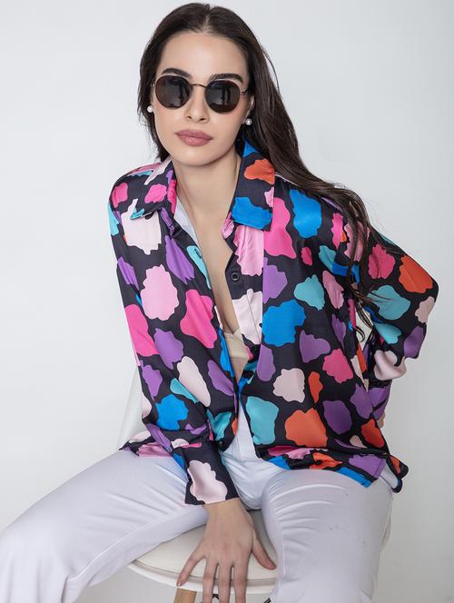 multi colored satin oversized shirt - 20840452 - Standard Image - 0