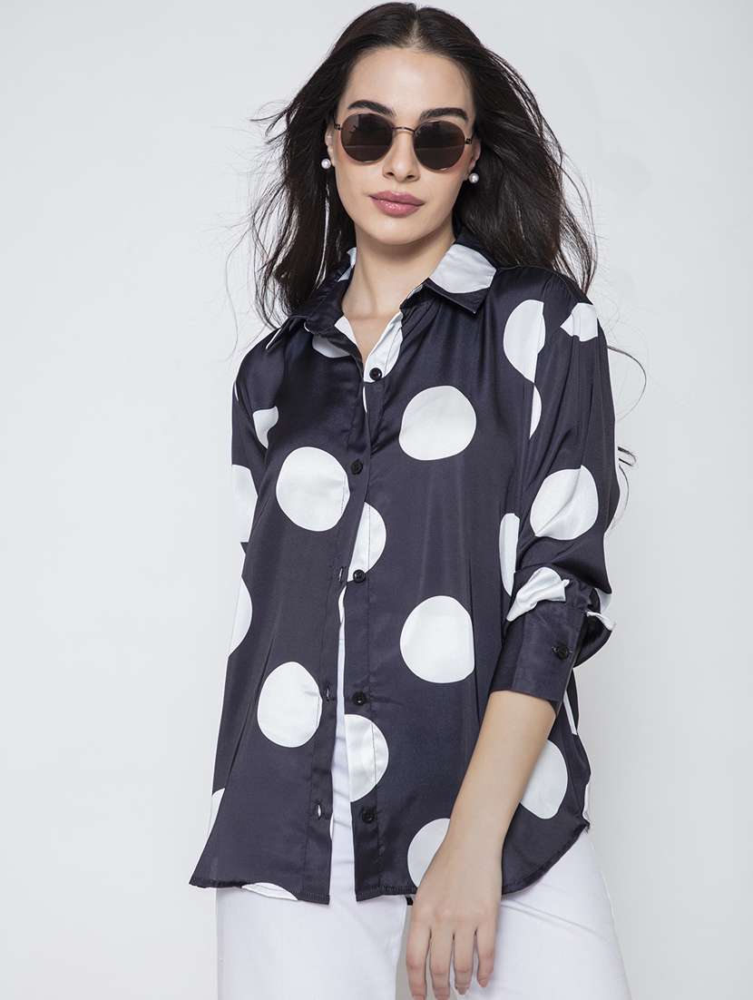 black satin oversized shirt