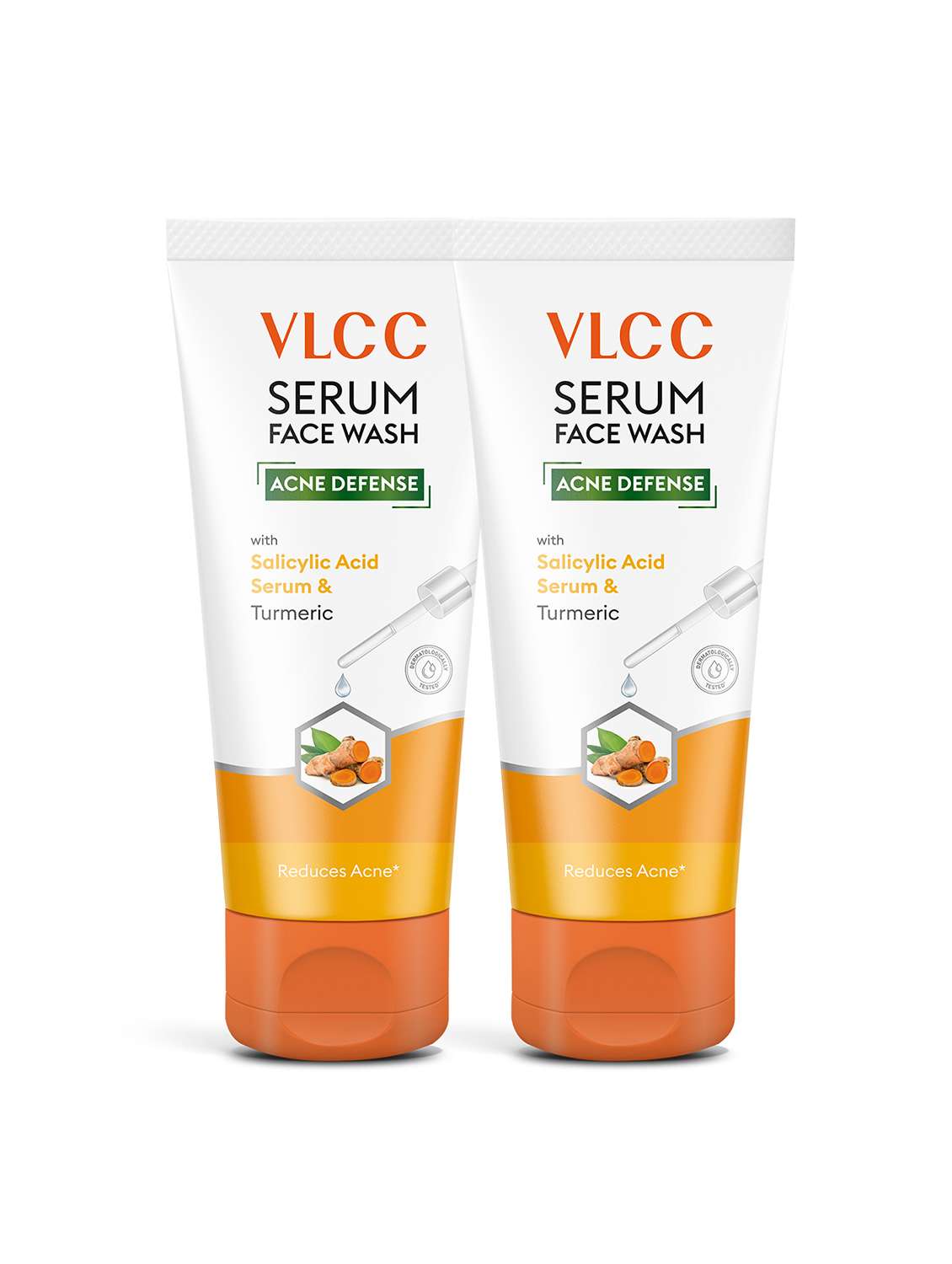 vlcc acne defense serum facewash with salicylic acid serum & turmeric - 100ml ( pack of 2 )