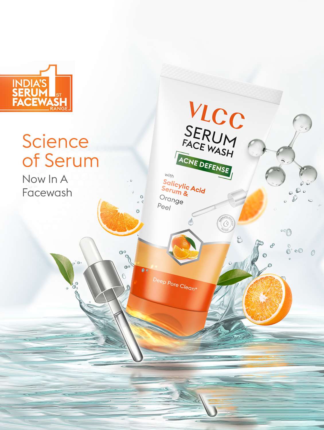 vlcc acne defense serum facewash with salicylic acid serum & orange - 100ml  ( pack of 2 ) - 20840502 -  Standard Image - 2