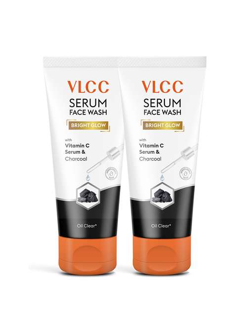 vlcc bright glow serum facewash with vitamin c serum & charcoal - 100ml  ( pack of 2 )