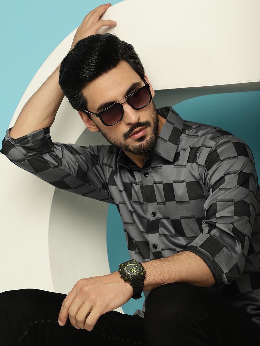 grey cotton casual shirt - 20840514 - Standard Image - 2