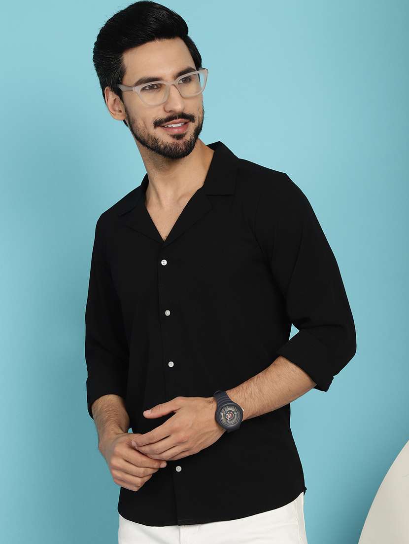 black cotton casual shirt - 20840520 -  Standard Image - 2
