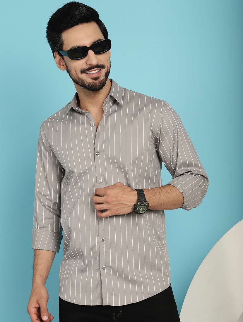 grey cotton casual shirt - 20840529 - Standard Image - 2