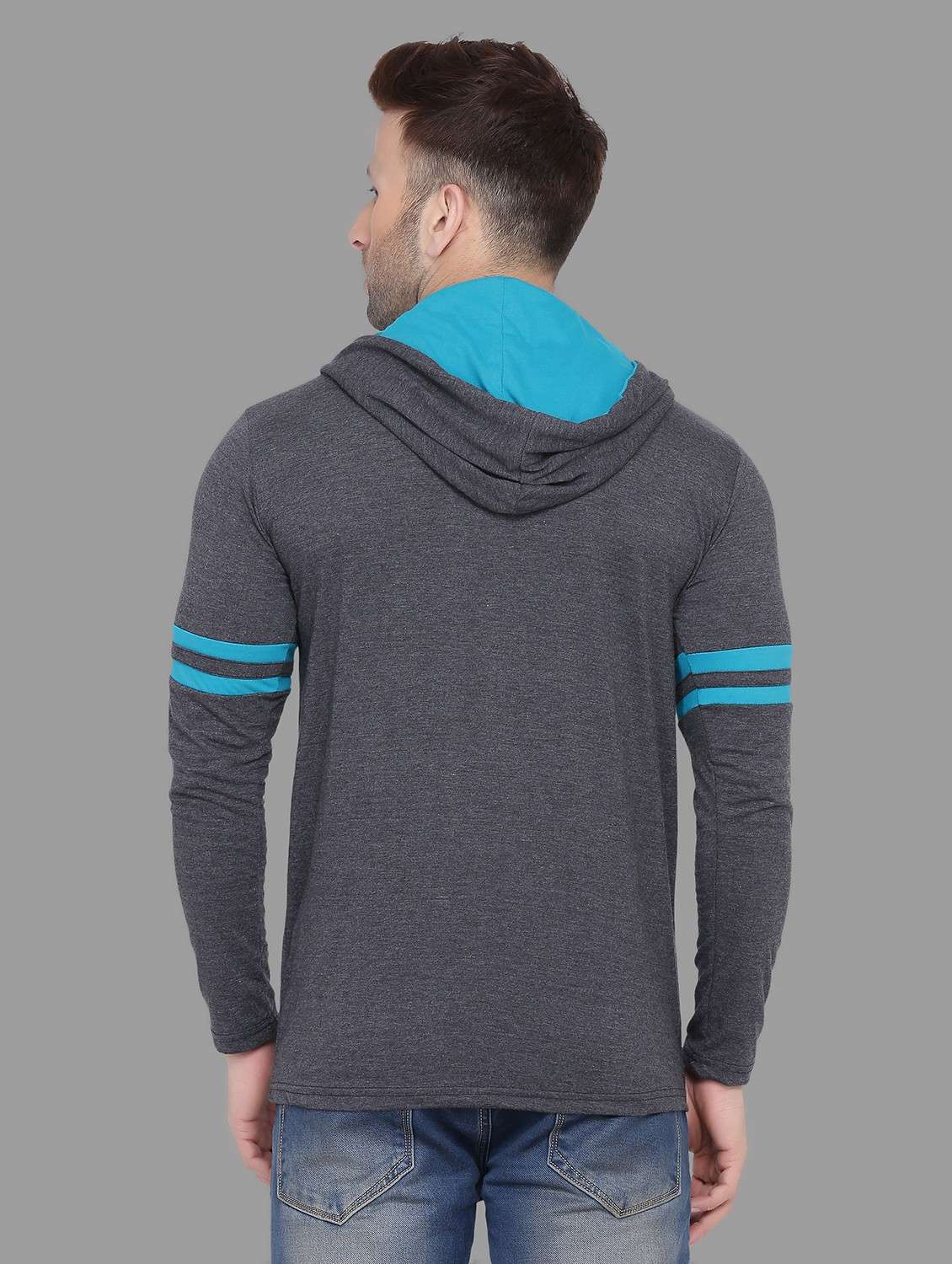 men slim fit long sleeve hooded shirt - 20840575 -  Standard Image - 2
