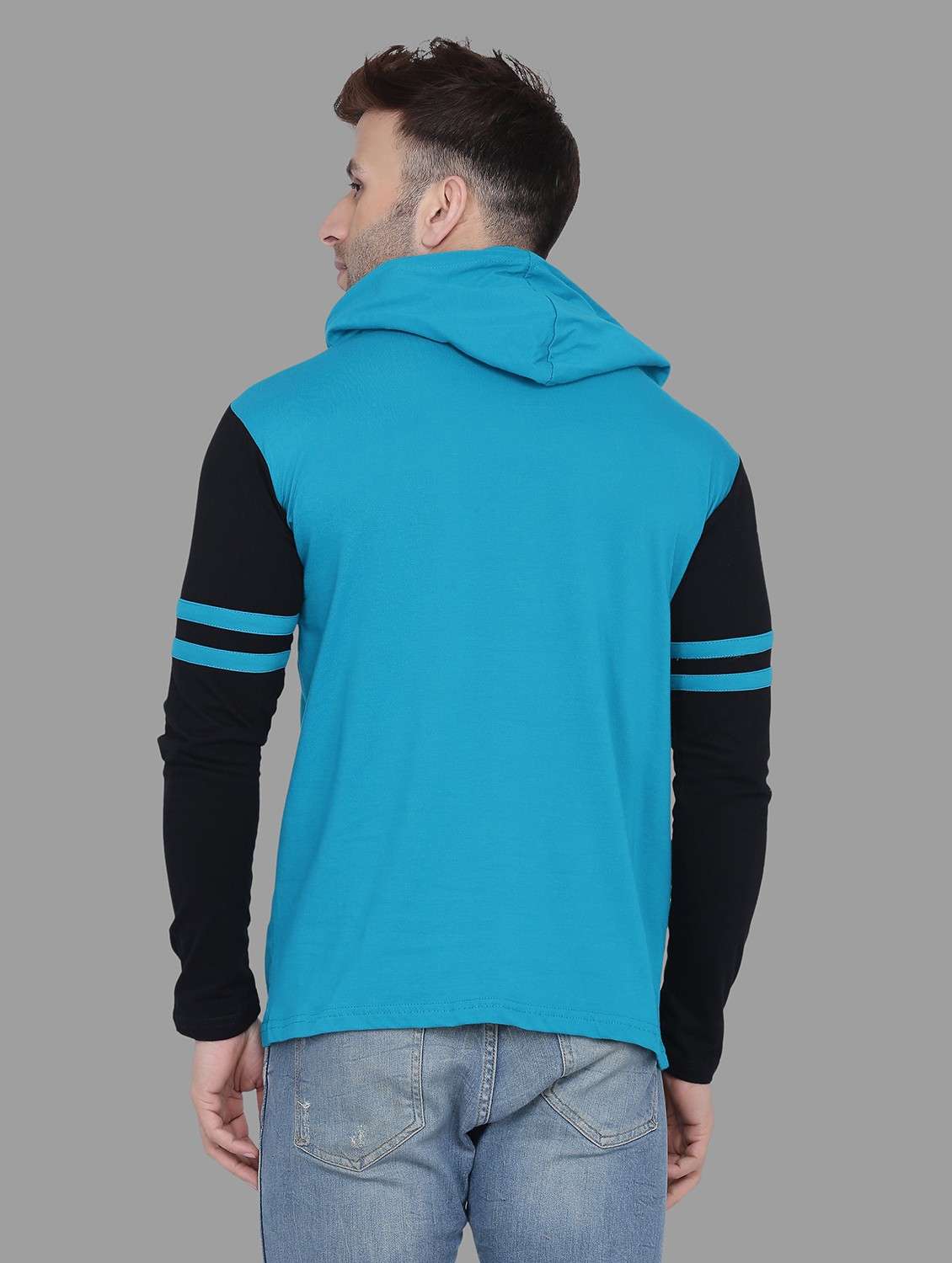 men hood neck color block casual shirt - 20840589 -  Standard Image - 2