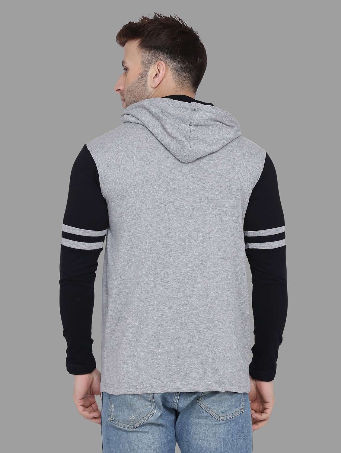 men color block hooded casual shirt - 20840590 -  Standard Image - 2