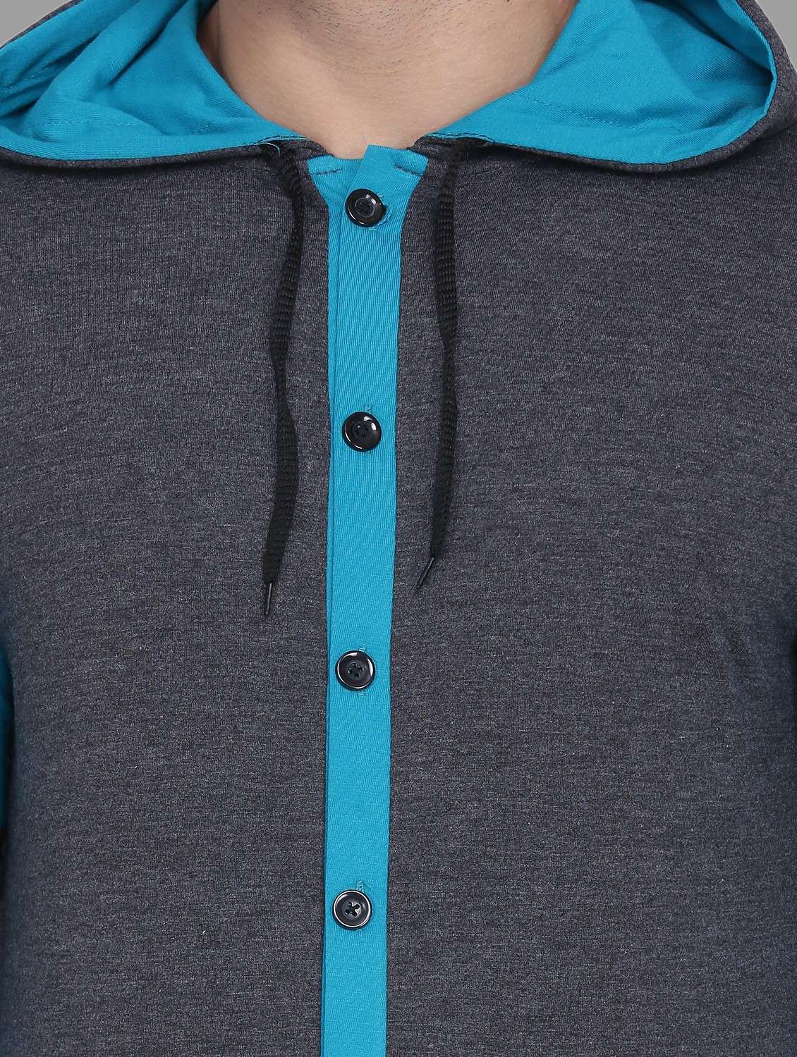 men hood neck color block casual shirt - 20840593 -  Standard Image - 2