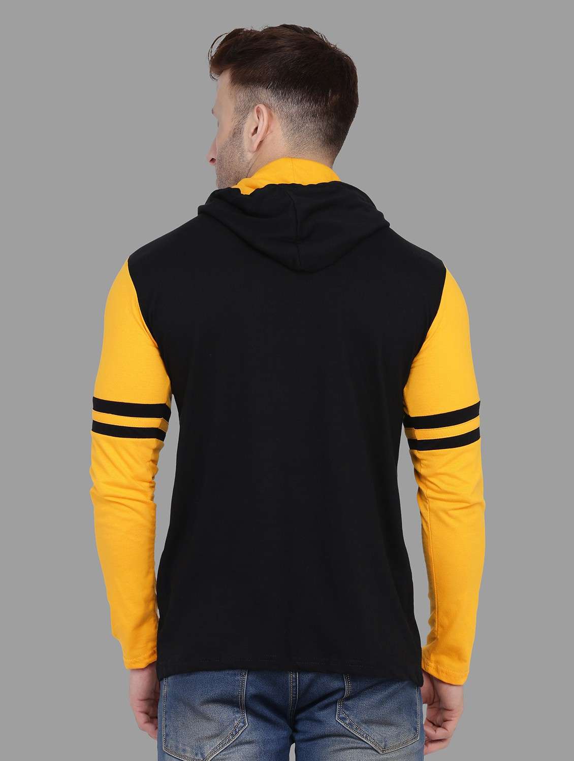 men hood neck color block casual shirt - 20840597 -  Standard Image - 2