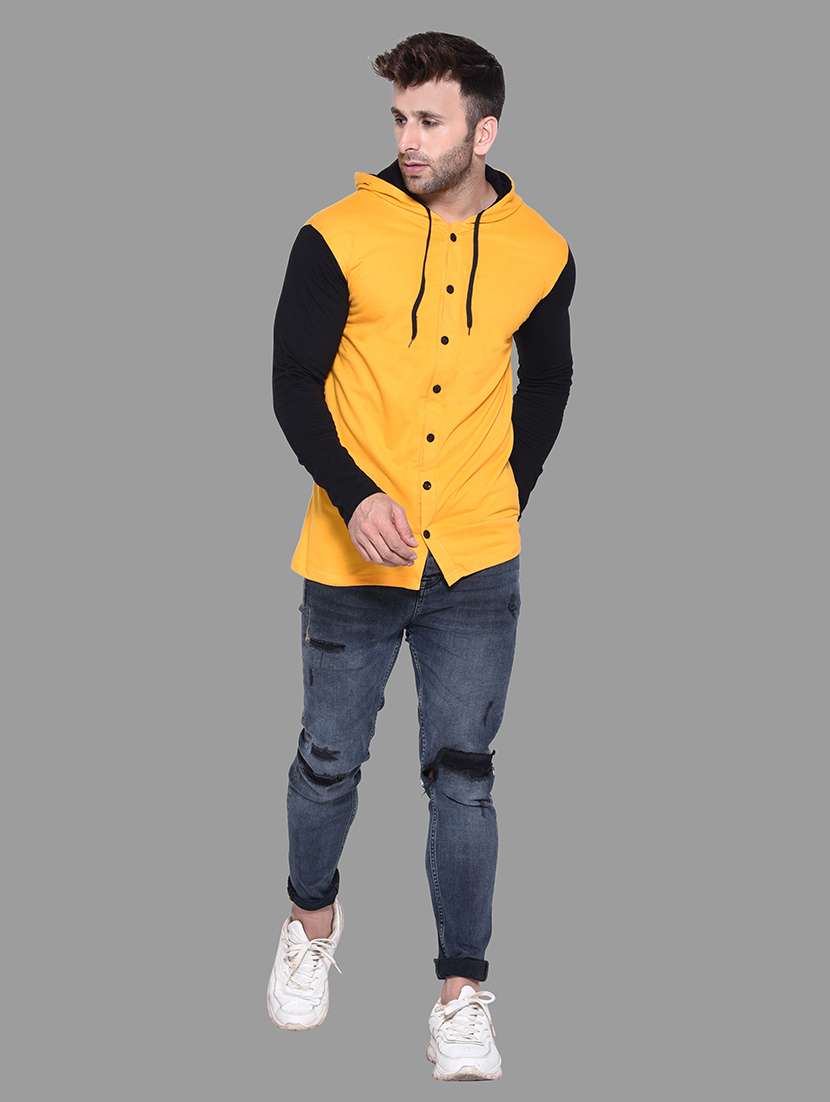 men color block hooded shirt - 20840633 -  Standard Image - 2