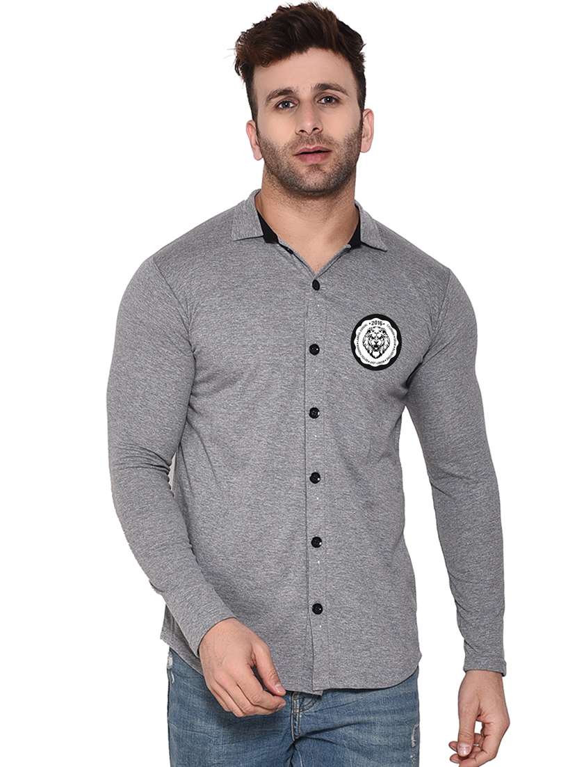 men placement print cotton shirt