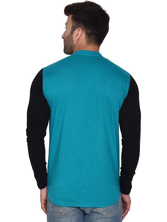 men mandarin neck color block casual shirt - 20840758 -  Standard Image - 2