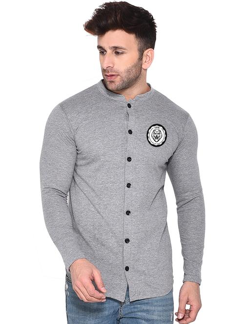 men mandarin neck solid casual t-shirt - 20840819 - Standard Image - 0