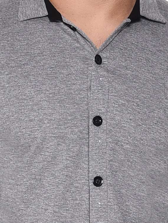 grey cotton blend casual shirt - 20840926 -  Standard Image - 2