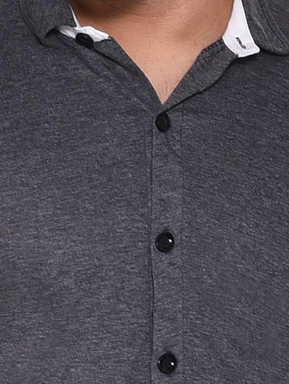 grey cotton blend casual shirt - 20840928 -  Standard Image - 2