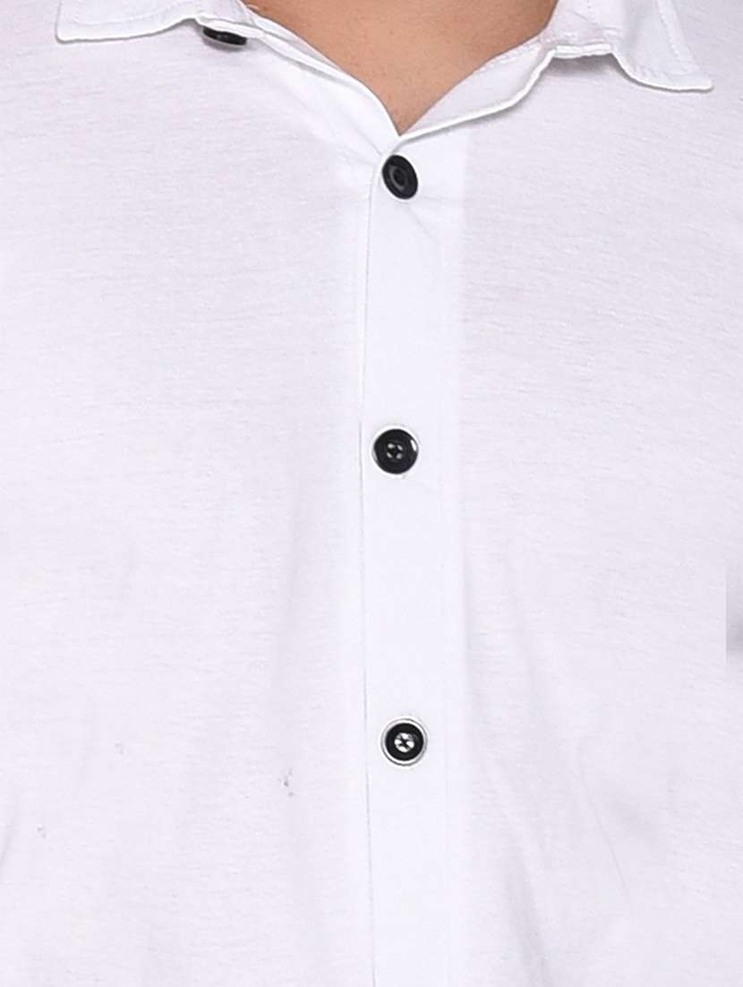 solid white & black detailed casual shirt - 20840982 -  Standard Image - 2