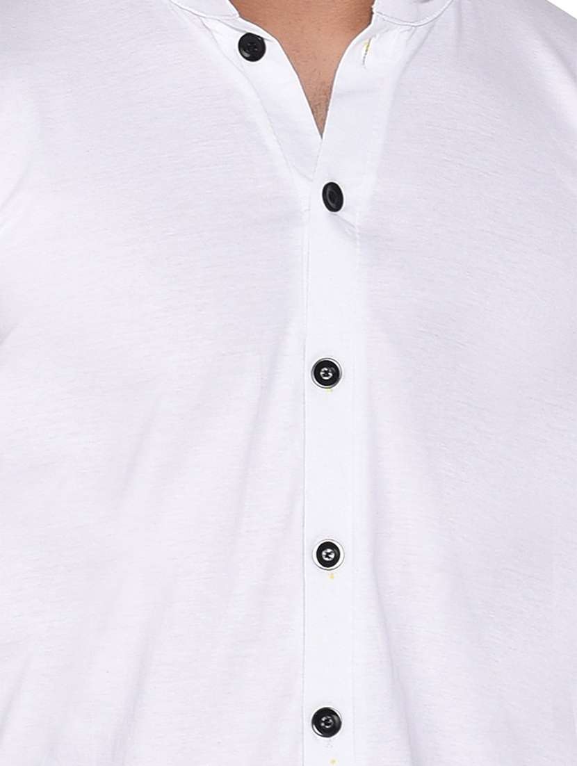 solid white & black detailed casual shirt - 20840985 -  Standard Image - 2