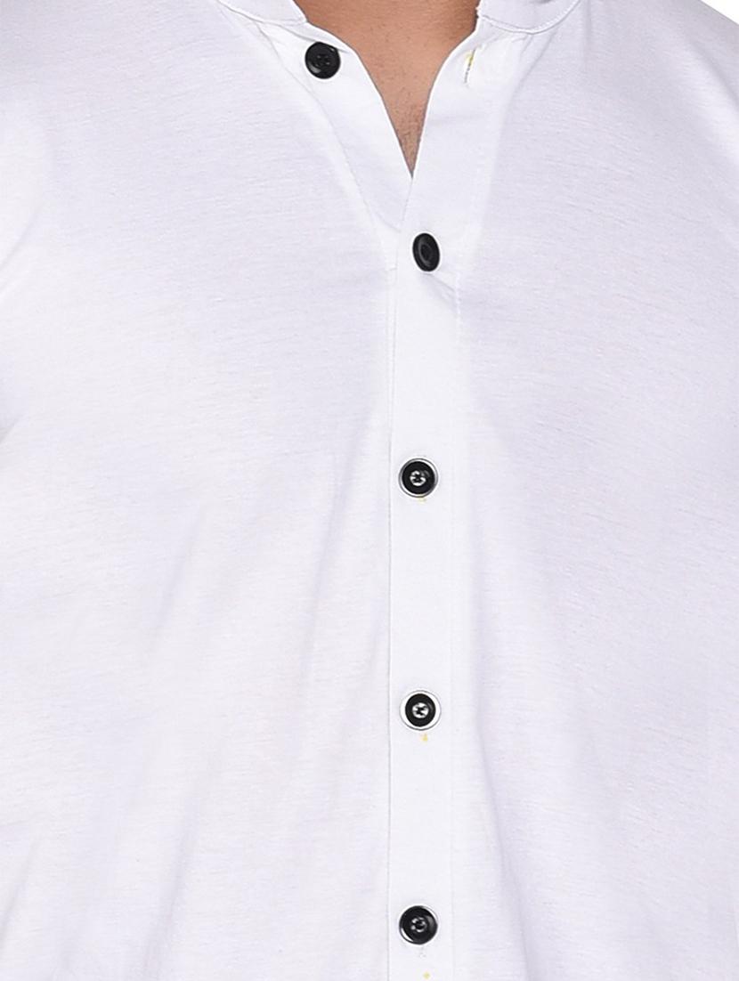 solid white & black detailed casual shirt - 20840986 - Standard Image - 2