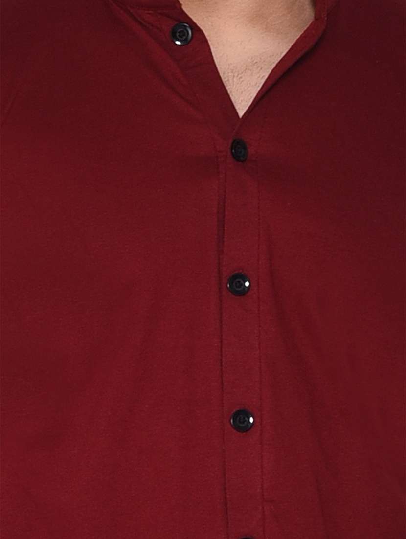 solid maroon & white detailed casual shirt - 20840990 -  Standard Image - 2