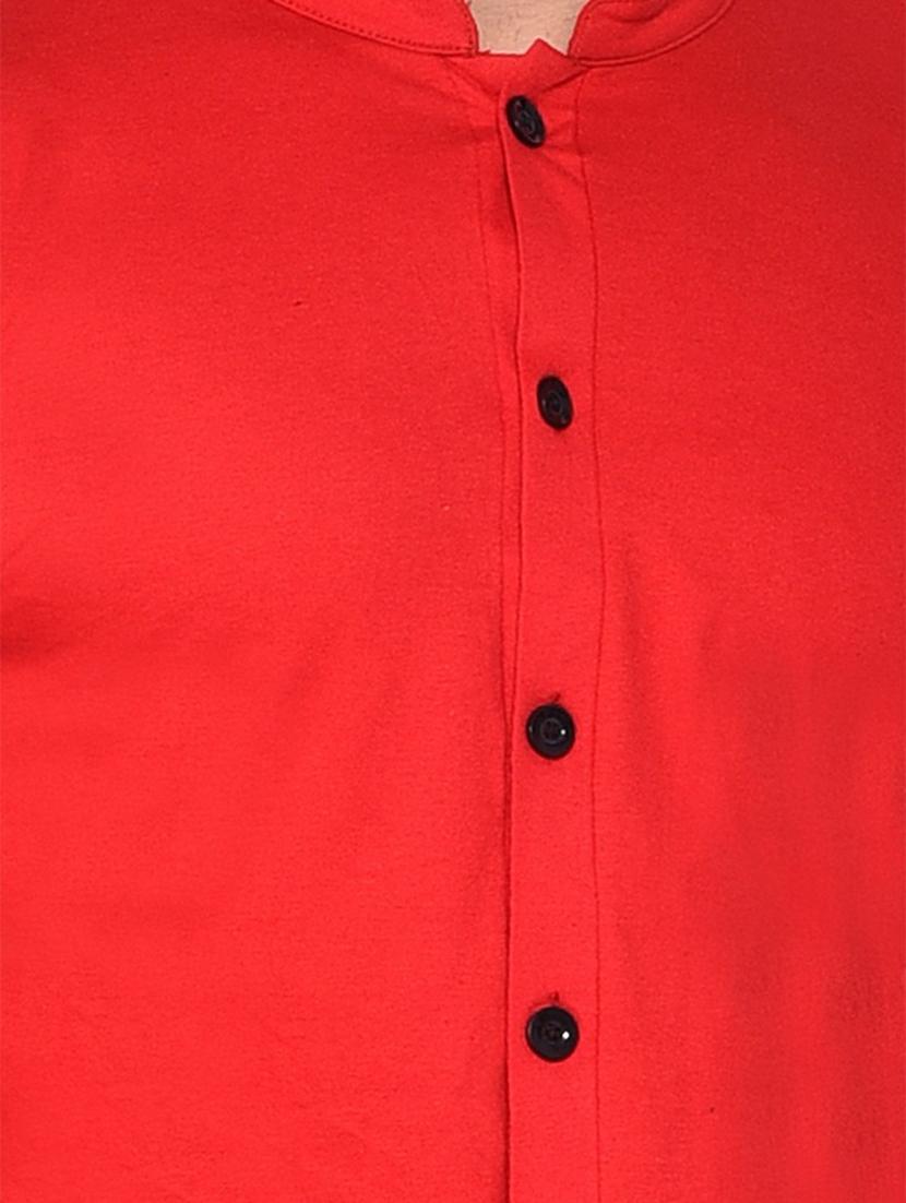 red cotton blend casual shirt - 20841023 - Standard Image - 2