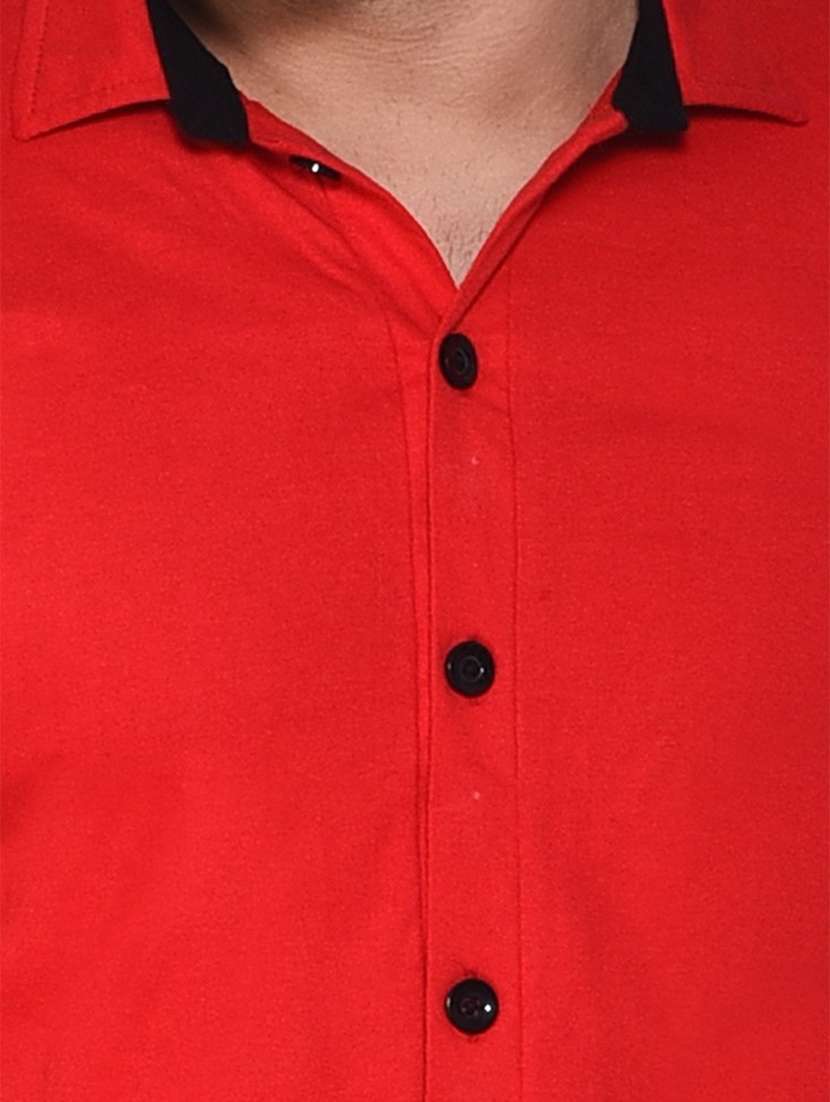 solid red cotton blend casual shirt - 20841030 -  Standard Image - 2