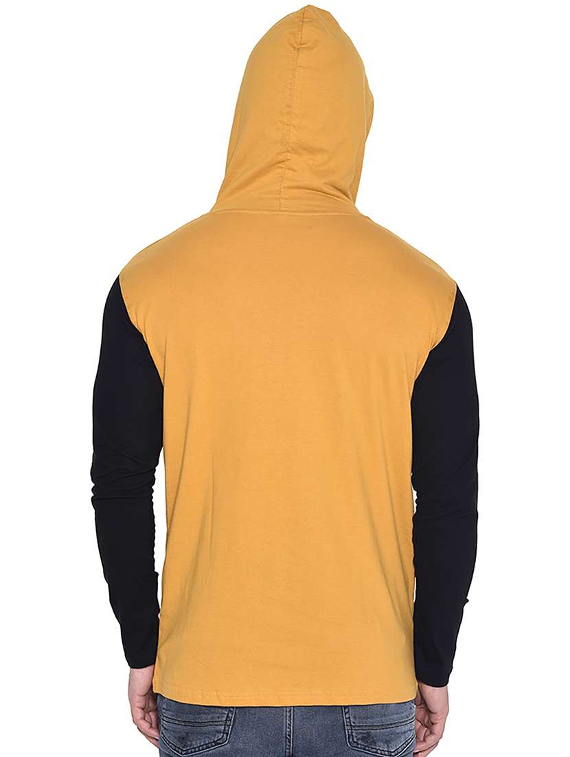 yellow & black colourblocked detailed hooded shirt - 20841081 -  Standard Image - 2