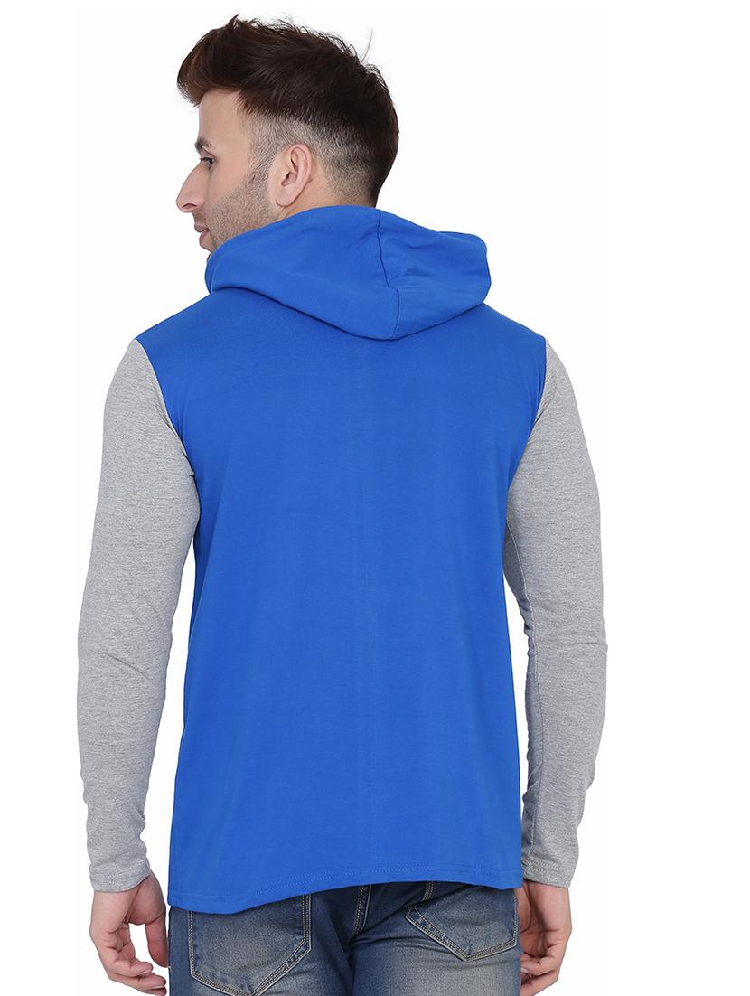 blue & grey colourblocked detailed hooded shirt - 20841098 - Standard Image - 2
