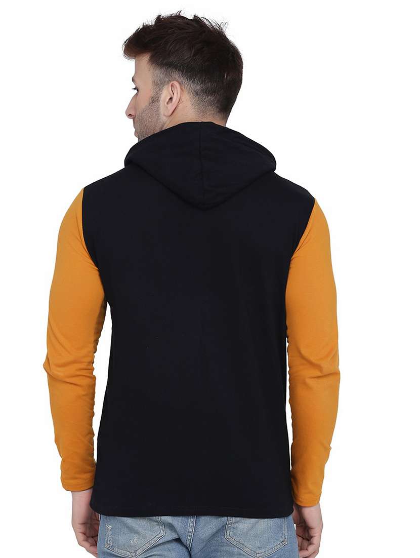 black & yellow colourblocked detailed hooded shirt - 20841099 -  Standard Image - 2