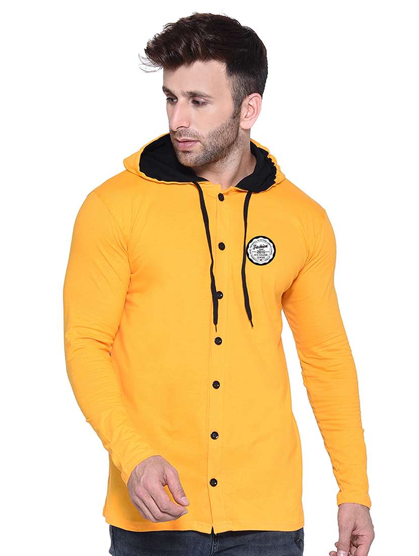 yellow cotton blend casual shirt