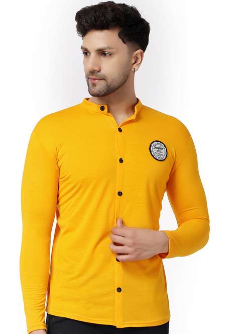 solid yellow cotton blend cotton shirt - 20841162 -  Standard Image - 0