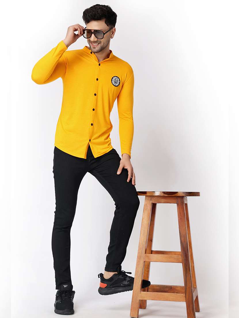 yellow cotton blend casual shirt - 20841168 -  Standard Image - 2