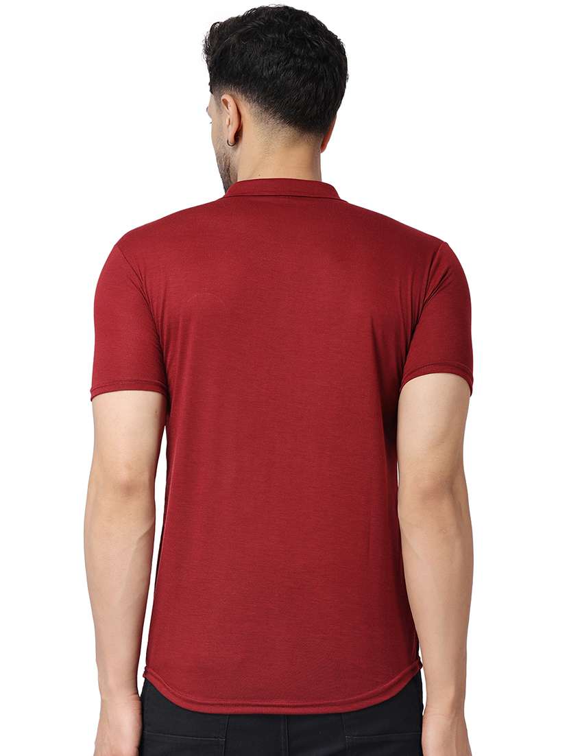 solid maroon cotton blend casual shirt - 20841172 -  Standard Image - 2