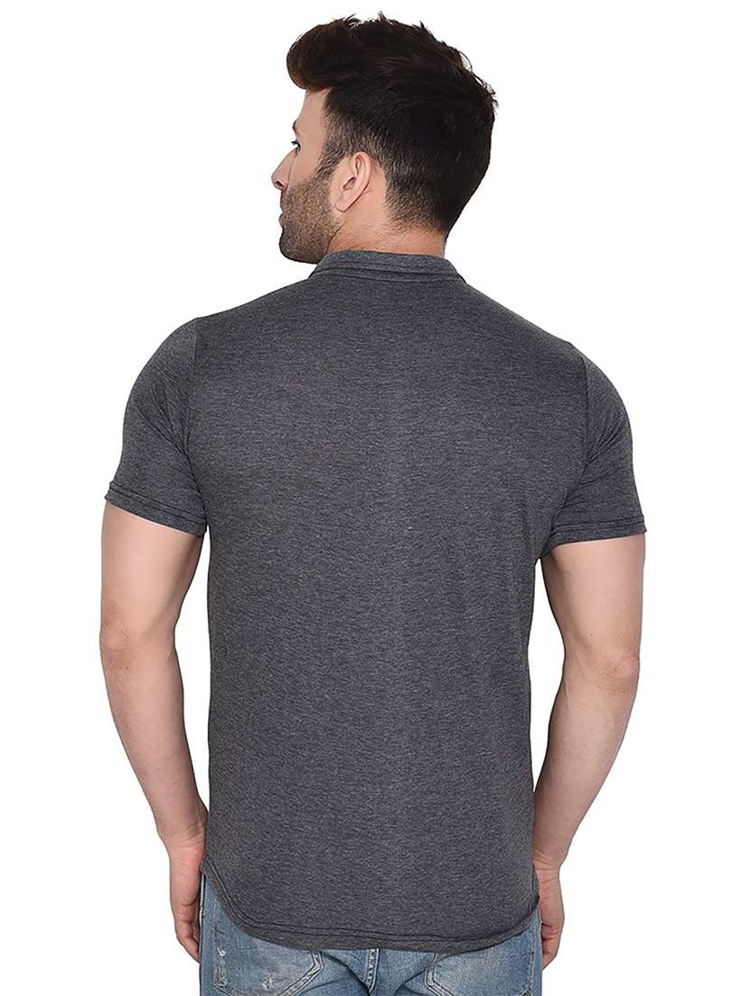solid grey cotton blend casual shirt - 20841180 -  Standard Image - 2