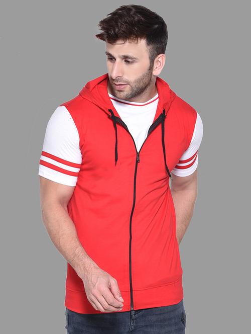 red cotton blend solid t-shirt - 20841277 - Standard Image - 0