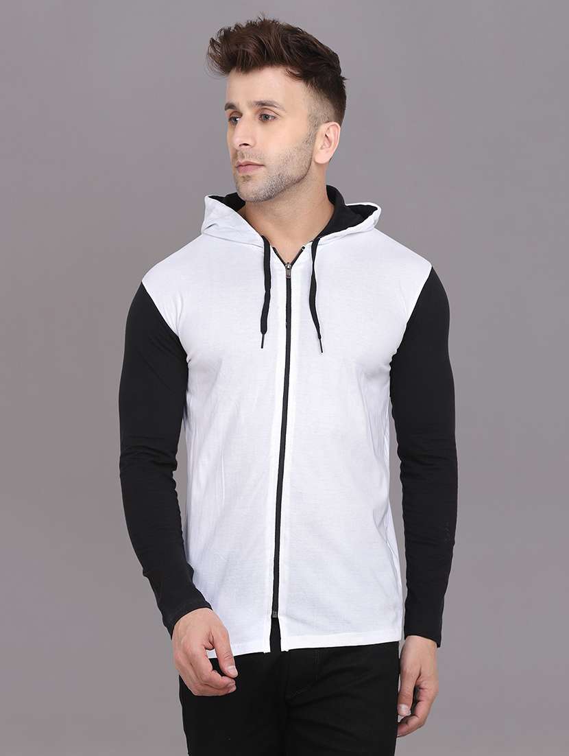 hooded neck color block t-shirt