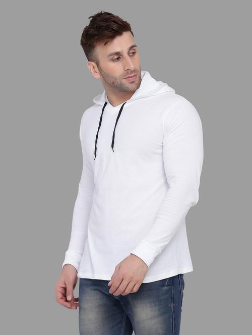 men hooded neck solid t-shirt - 20841315 - Standard Image - 0
