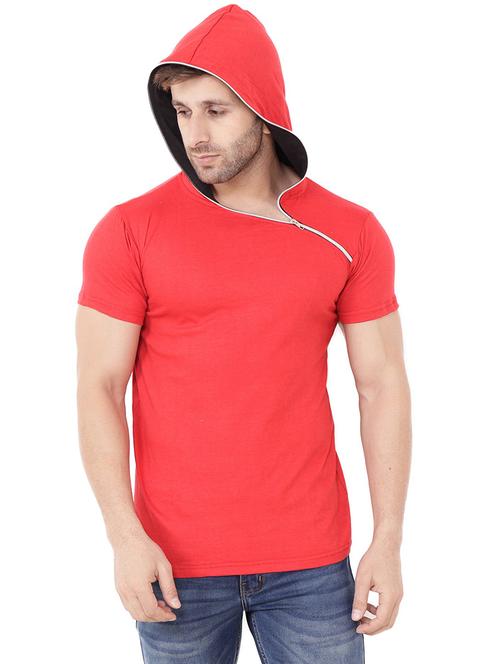 red cotton blend plain t-shirt - 20841322 - Standard Image - 0