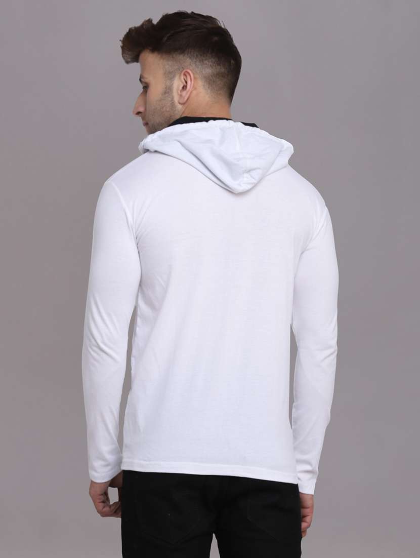hooded neck solid t-shirt - 20841326 -  Standard Image - 2