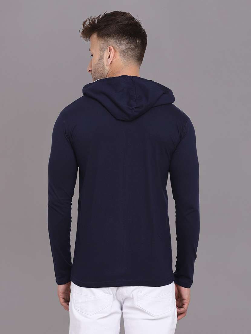 hooded neck solid t-shirt - 20841346 -  Standard Image - 2
