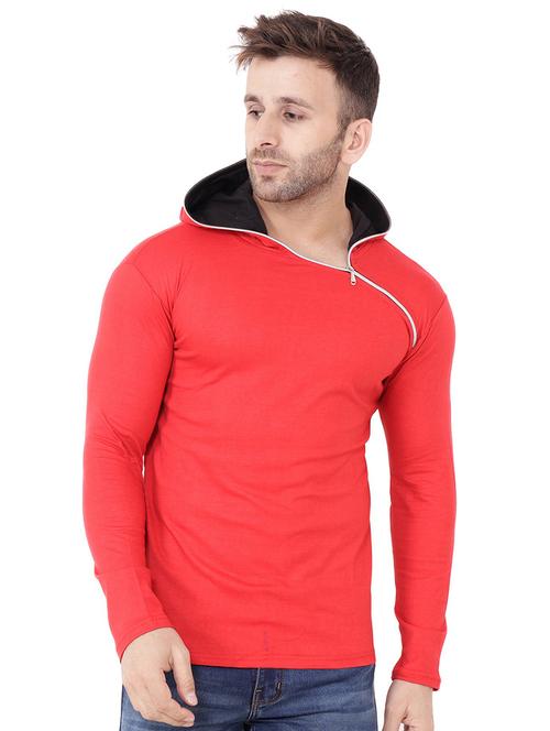 men solid long sleeve hooded t-shirt - 20841347 - Standard Image - 0