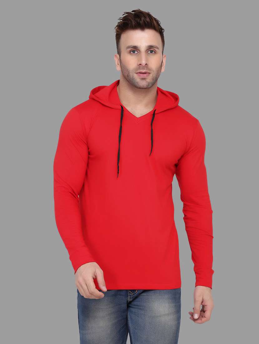 hooded neck solid t-shirt