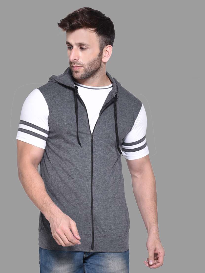 grey cotton blend t t-shirt