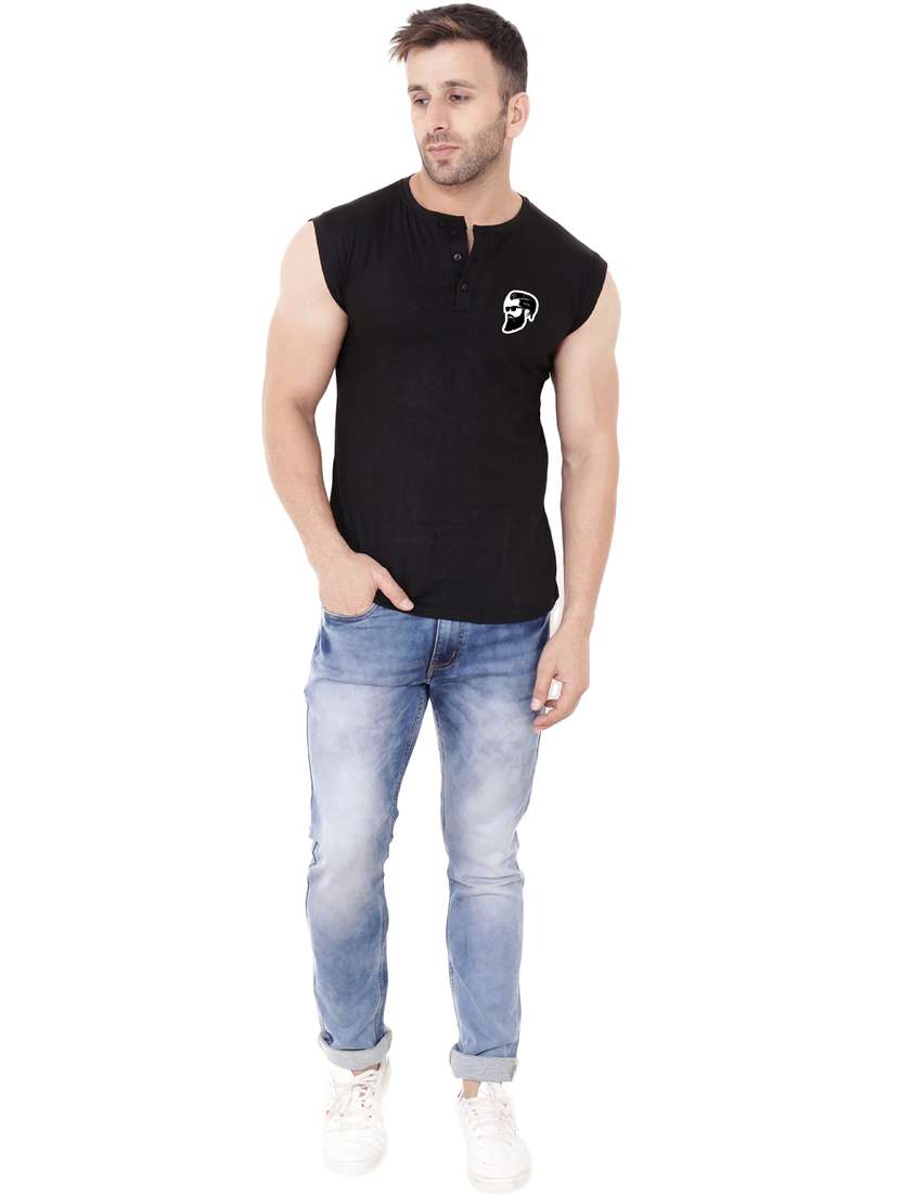 men placement print sleeveless t-shirt - 20841418 -  Standard Image - 2