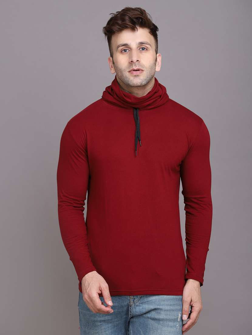 maroon cotton blend t-shirt